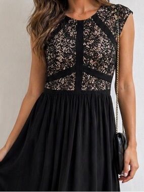 NWT Nightway Elegant Black Lace Dress